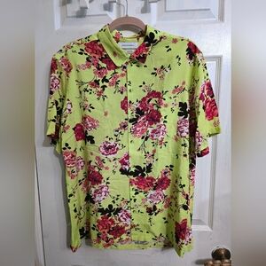 Urban Outfitters Size L Lime Green Floral Shirt
